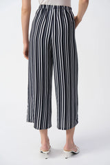 Joseph Ribkoff Woven Stripe Print Culotte Pants 251162 Vanilla/Midnight Blue