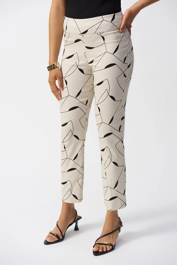 Joseph Ribkoff Millennium Geometric Print Straight Pants 251219 Moonstone/Black