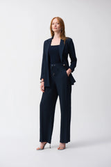 Joseph Ribkoff Seersucker Wide Leg Pull-On Pants 251293 Midnight Blue