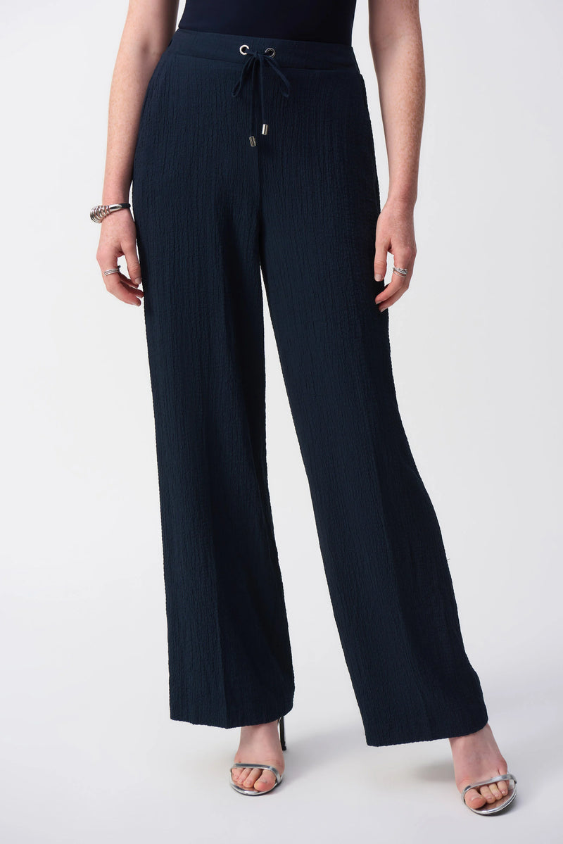 Joseph Ribkoff Seersucker Wide Leg Pull-On Pants 251293 Midnight Blue