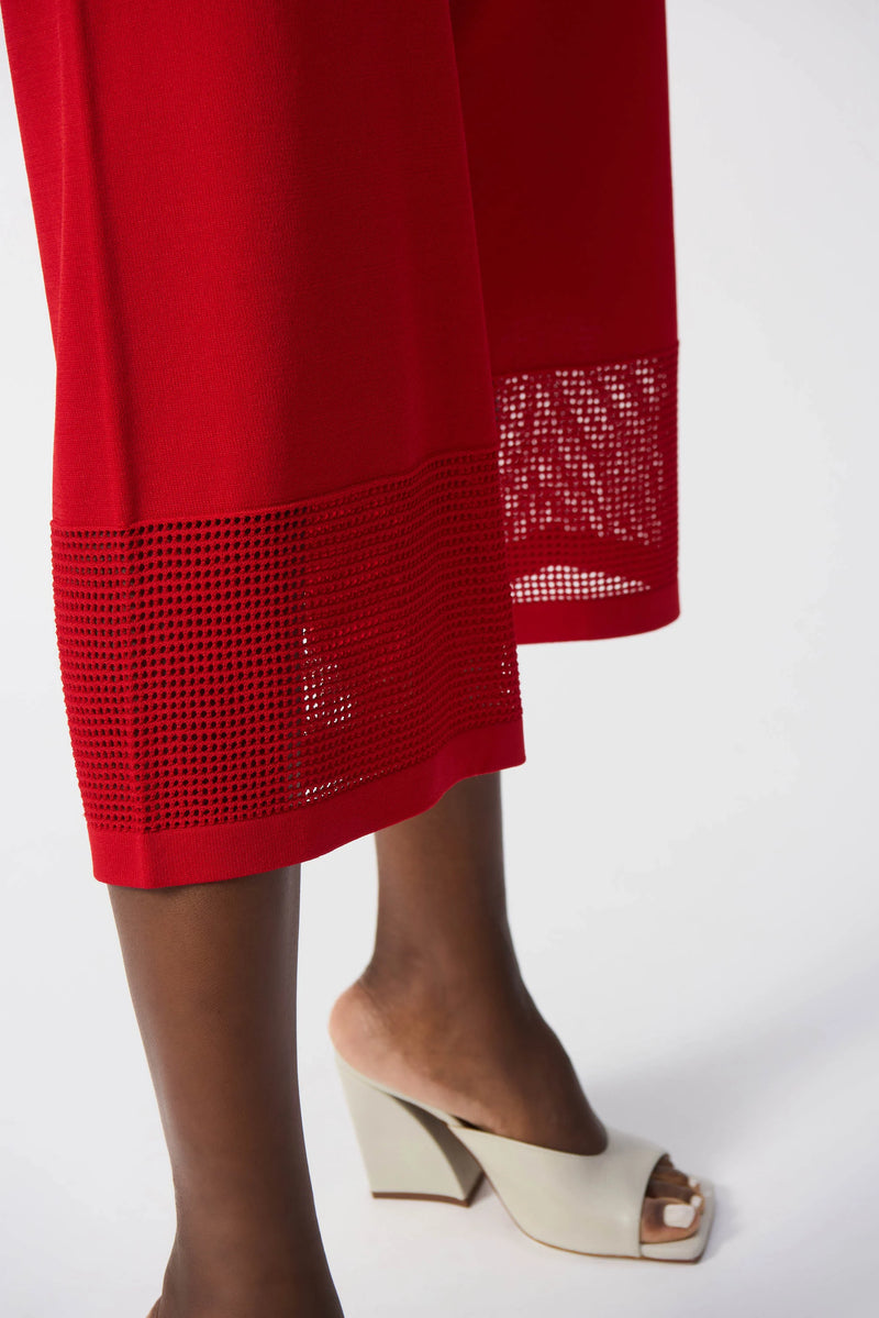 Joseph Ribkoff Sweater Knit Culotte with Pointelle Detail 251915 Radiant Red