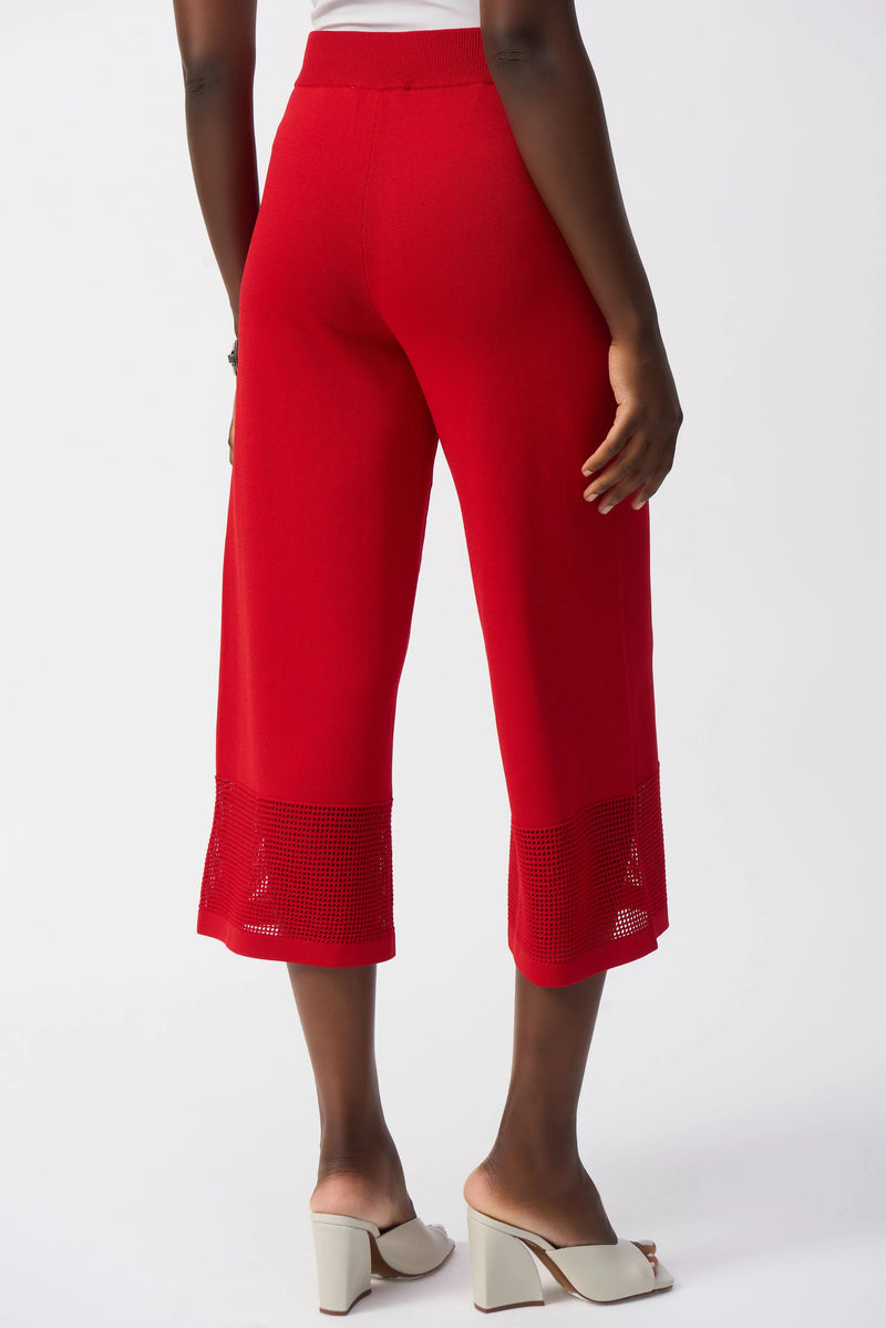 Joseph Ribkoff Sweater Knit Culotte with Pointelle Detail 251915 Radiant Red