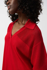 Joseph Ribkoff Sweater Knit Pullover with Pointelle Detail 251925 Radiant Red