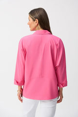 Joseph Ribkoff Poplin Boxy Shirt with Overlapping V-Neck 251948 Bubble Gum