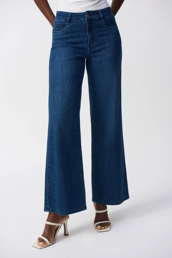 Joseph Ribkoff Goldie | Classic Wide-Leg Stretch Jeans 251968 Denim Medium Blue