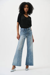 Joseph Ribkoff Goldie | Classic Wide-Leg Stretch Jeans 251968CO Light Blue Denim