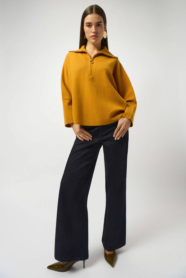 Joseph Ribkoff Goldie | Classic Wide-Leg Stretch Jeans 251968F25 Dark Denim Blue
