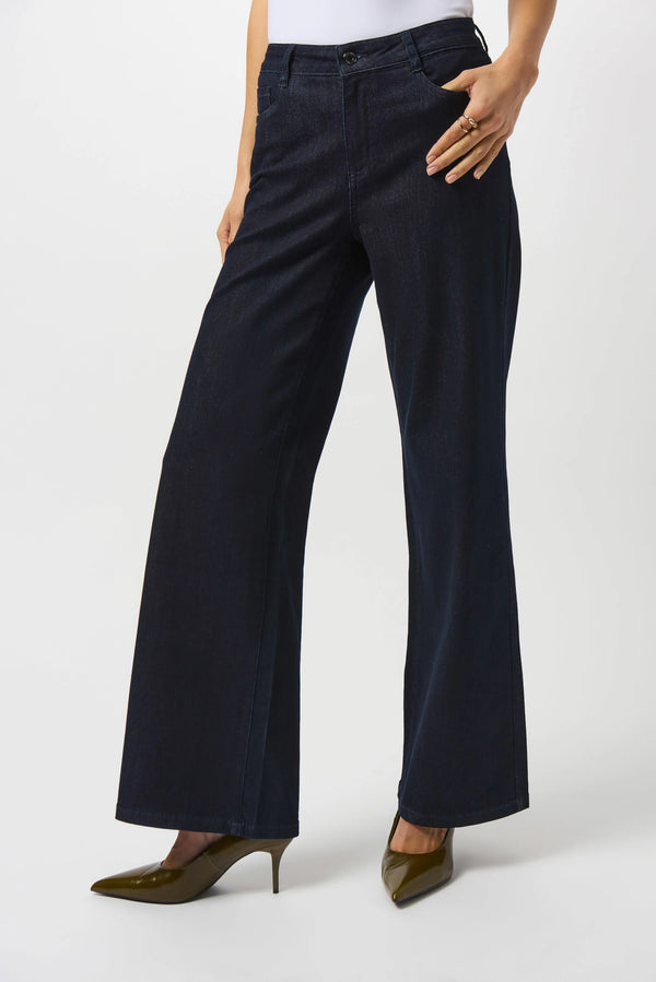 Joseph Ribkoff Goldie | Classic Wide-Leg Stretch Jeans 251968F25 Dark Denim Blue