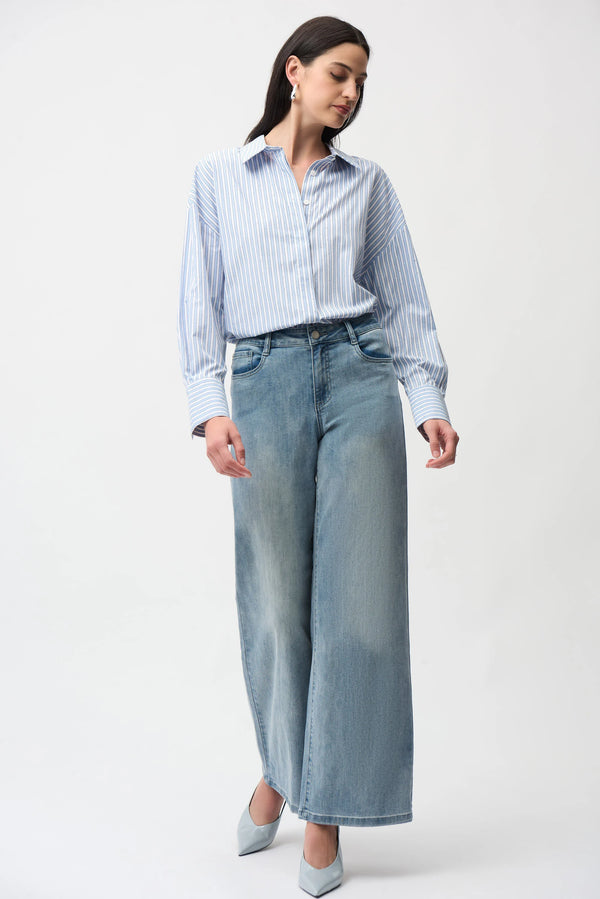 Joseph Ribkoff Goldie | Classic Wide-Leg Stretch Jeans 251968S26 Light Blue Denim