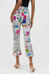 Joseph Ribkoff Millennium Word Print Flared Pants 252047 Multi