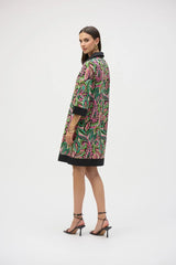 Joseph Ribkoff Poplin Paisley Print A-Line Dress 252078 Black/Multi