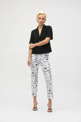 Joseph Ribkoff Millennium Print Straight Leg Pants 252233 Vanilla/Black