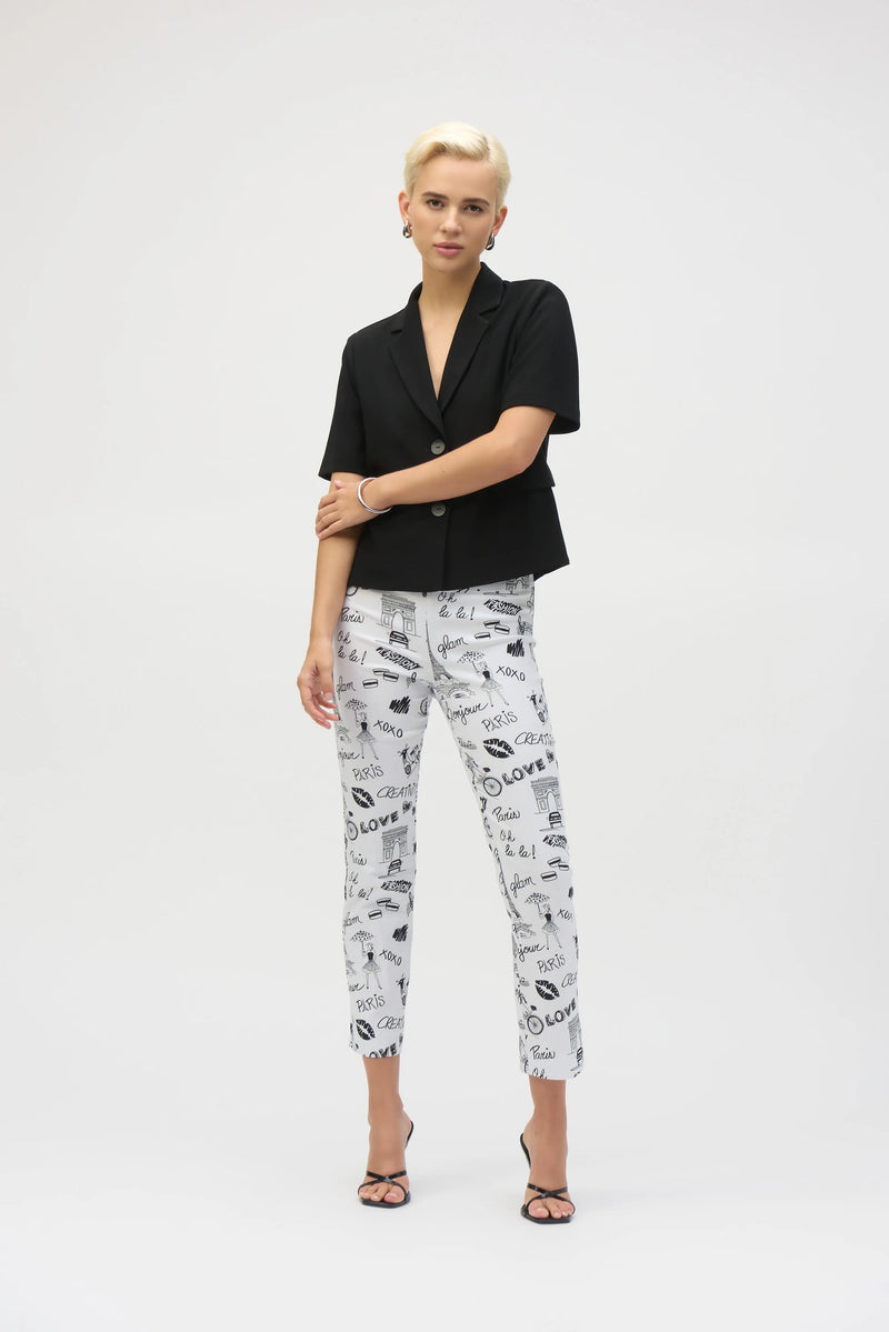 Joseph Ribkoff Millennium Print Straight Leg Pants 252233 Vanilla/Black