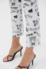 Joseph Ribkoff Millennium Print Straight Leg Pants 252233 Vanilla/Black