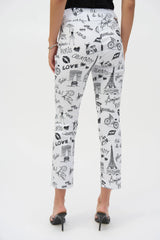 Joseph Ribkoff Millennium Print Straight Leg Pants 252233 Vanilla/Black