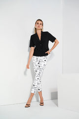 Joseph Ribkoff Millennium Print Straight Leg Pants 252233 Vanilla/Black