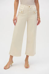 Joseph Ribkoff Stretch Culotte Jeans with Raw-Edge Hem 252914 Greige