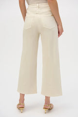 Joseph Ribkoff Stretch Culotte Jeans with Raw-Edge Hem 252914 Greige