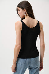 Joseph Ribkoff Metallic Knitted Camisole with Rhinestones  252915CO Black
