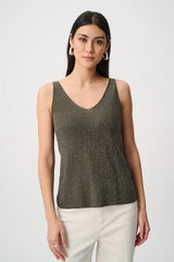 Joseph Ribkoff Metallic Knitted Camisole with Rhinestones