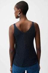 Joseph Ribkoff Metallic Knitted Camisole with Rhinestones 252915S26 Midnight Blue