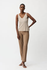 Joseph Ribkoff Metallic Knitted Camisole with Rhinestones  252915CO Champagne