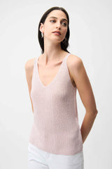Joseph Ribkoff Metallic Knitted Camisole with Rhinestones 252915S26 Petal Pink