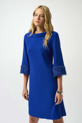 Joseph Ribkoff Silky Knit & Novelty A-Line Dress 253054 Royal Sapphire