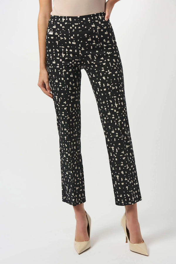 Joseph Ribkoff     Millennium Abstract Print Straight Pull-On Pants 253097 Black/Moonstone