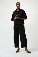 Joseph Ribkoff Heavy Knit Barrel-Leg Pull-On Pants 253123 Black