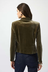 Joseph Ribkoff Velvet Knit Fitted Blazer 253193 | Khaki