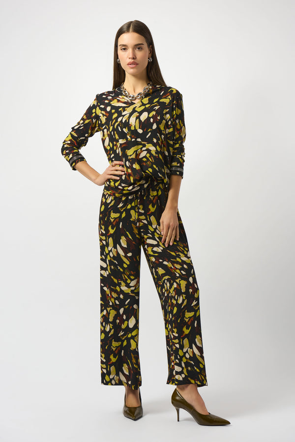 Joseph Ribkoff Recycled Soft Twill Animal Print Straight Top 253259 Black/Multi