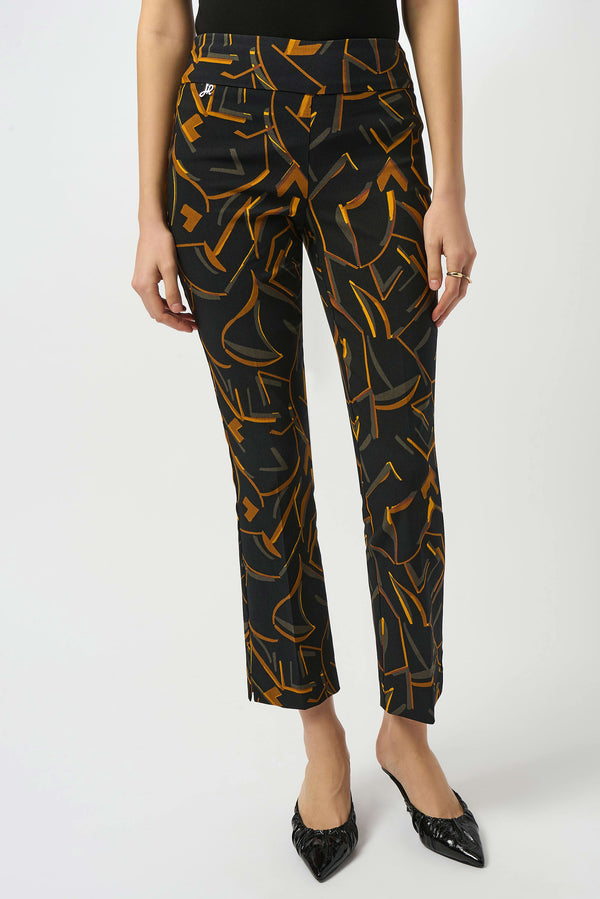 Joseph Ribkoff Millennium Print Straight Leg Pull-On Pants 253268 Black/Multi