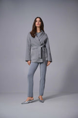 Joseph Ribkoff Melange Silky Knit Straight Leg Pull-On Pants 253295 | Grey Melange