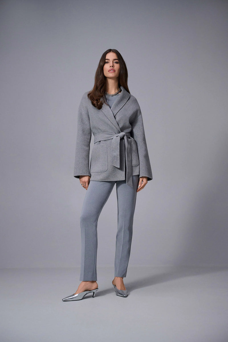 Joseph Ribkoff Melange Silky Knit Straight Leg Pull-On Pants 253295 | Grey Melange