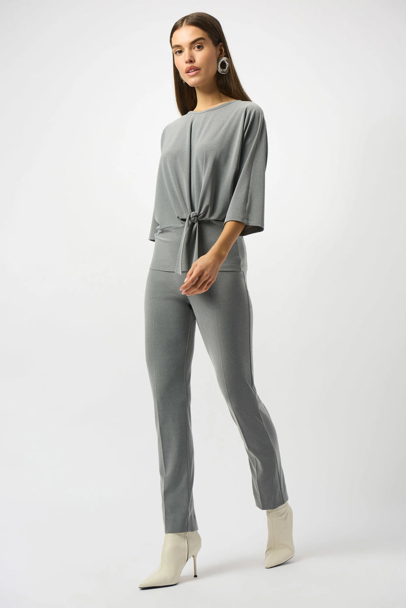 Joseph Ribkoff Melange Silky Knit Straight Leg Pull-On Pants 253295 | Grey Melange