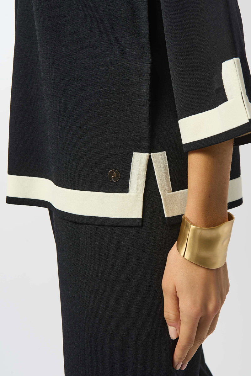 Joseph Ribkoff Sweater Knit Colour Block Top 253909 | Black/Vanilla