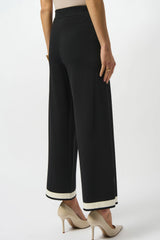 Joseph Ribkoff Sweater Knit Colour Block Culotte Pants 253910 | Black/Vanilla
