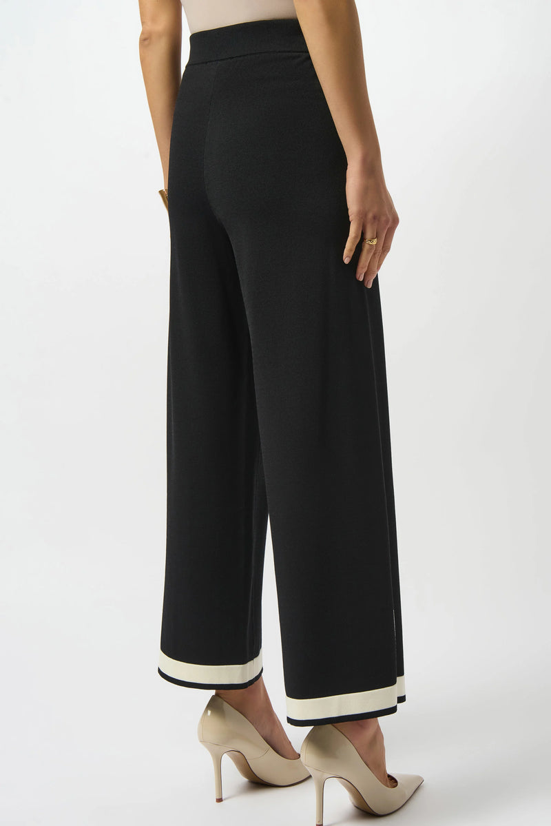 Joseph Ribkoff Sweater Knit Colour Block Culotte Pants 253910 | Black/Vanilla