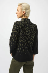 Joseph Ribkoff Jacquard Animal Print Sweater 253912 Black/Avocado