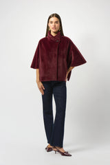 Joseph Ribkoff Bonded Faux Fur Suede Jacket 253924 Merlot