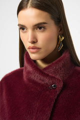 Joseph Ribkoff Bonded Faux Fur Suede Jacket 253924 Merlot