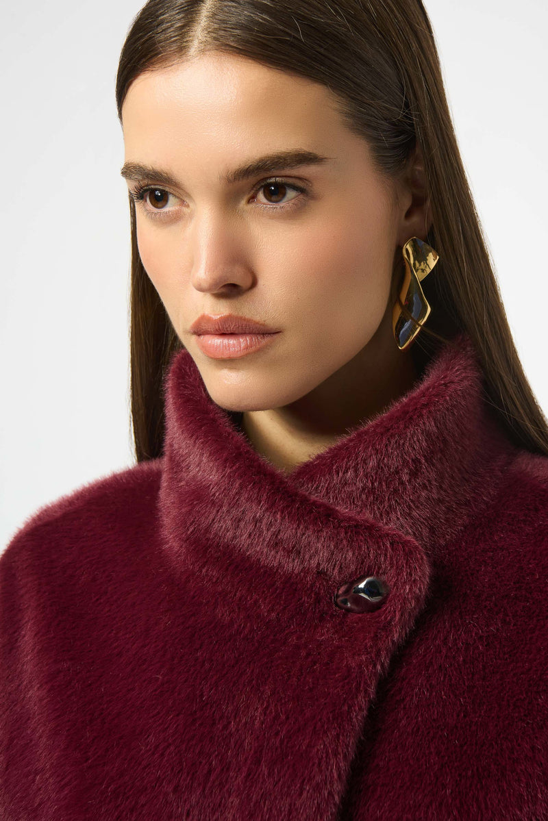 Joseph Ribkoff Bonded Faux Fur Suede Jacket 253924 Merlot