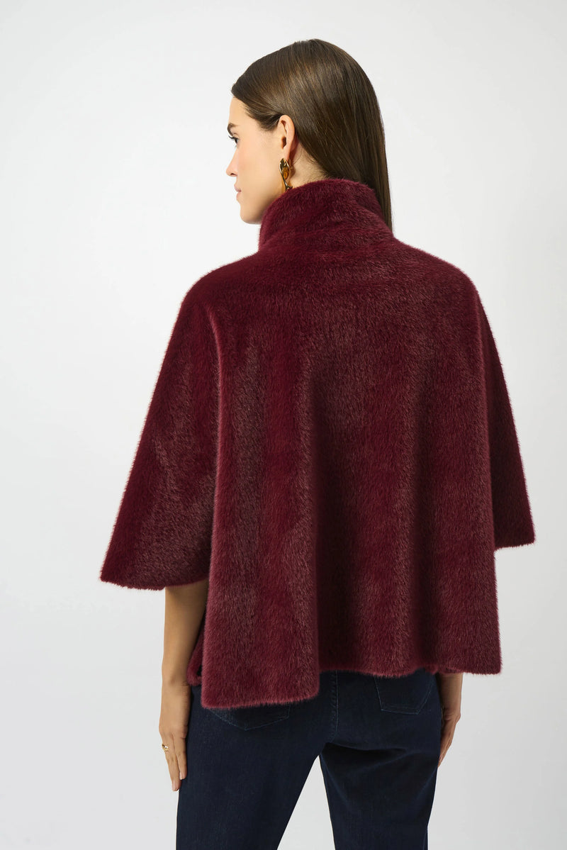 Joseph Ribkoff Bonded Faux Fur Suede Jacket 253924 Merlot