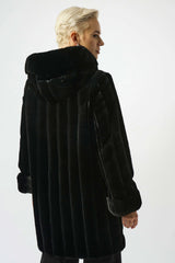 Joseph Ribkoff Faux Fur Reversible Hooded Coat 253926 Black