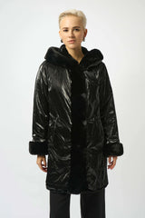 Joseph Ribkoff Faux Fur Reversible Hooded Coat 253926 Black