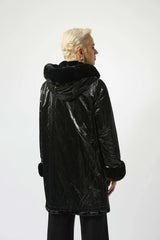 Joseph Ribkoff Faux Fur Reversible Hooded Coat 253926 Black