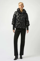 Joseph Ribkoff Pearl Quilted Puffer Trapeze Jacket 253931 Black