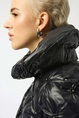 Joseph Ribkoff Pearl Quilted Puffer Trapeze Jacket 253931 Black