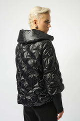 Joseph Ribkoff Pearl Quilted Puffer Trapeze Jacket 253931 Black